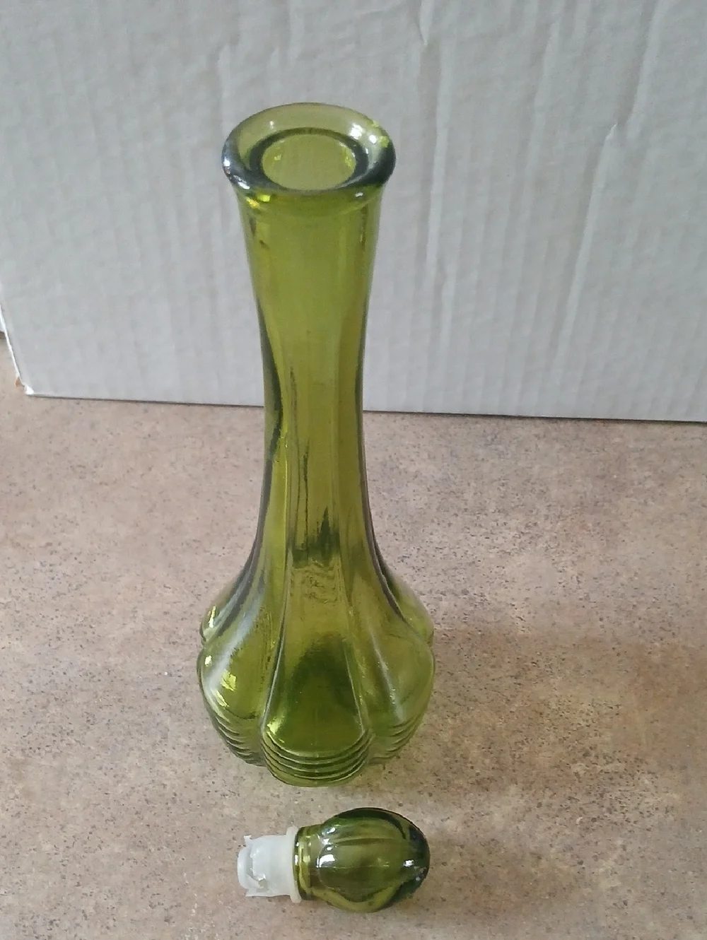 Avon Green Glass (Empty) Bath Oil Bottle with Bulb Stopper